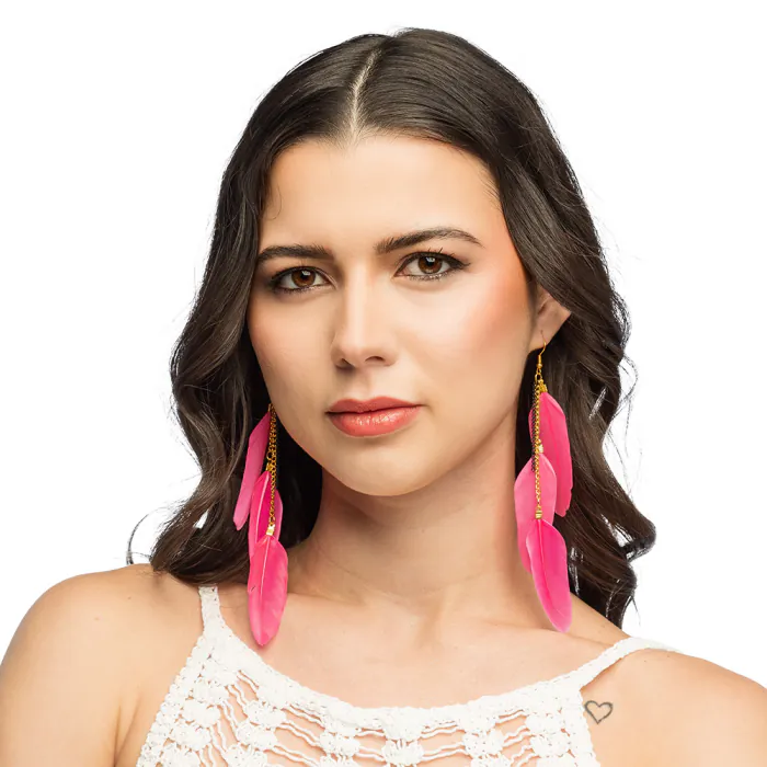 Veren Oorbellen BoHo Pink Party