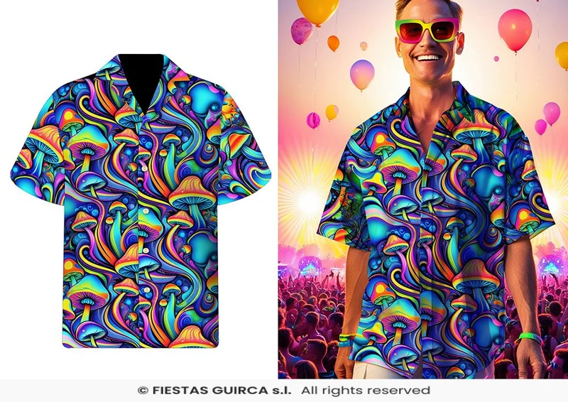 Blouse Psychedelisch Magic Mushrooms Heren