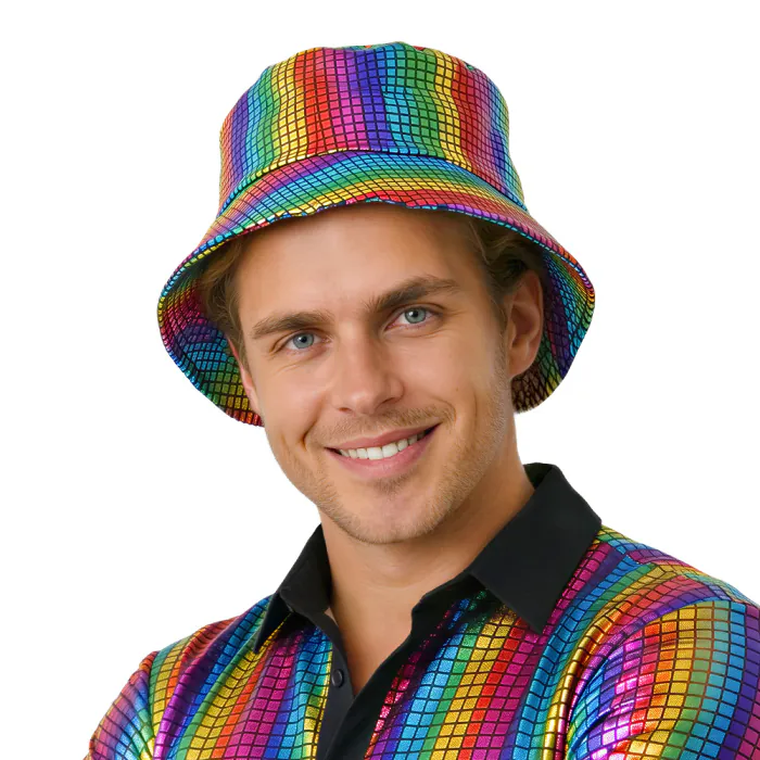 Bucket Hoedje Disco Regenboog