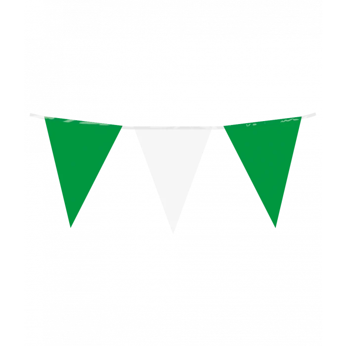 Vlaggenlijn / slinger - 10 meter - groen / wit vlaggetjes