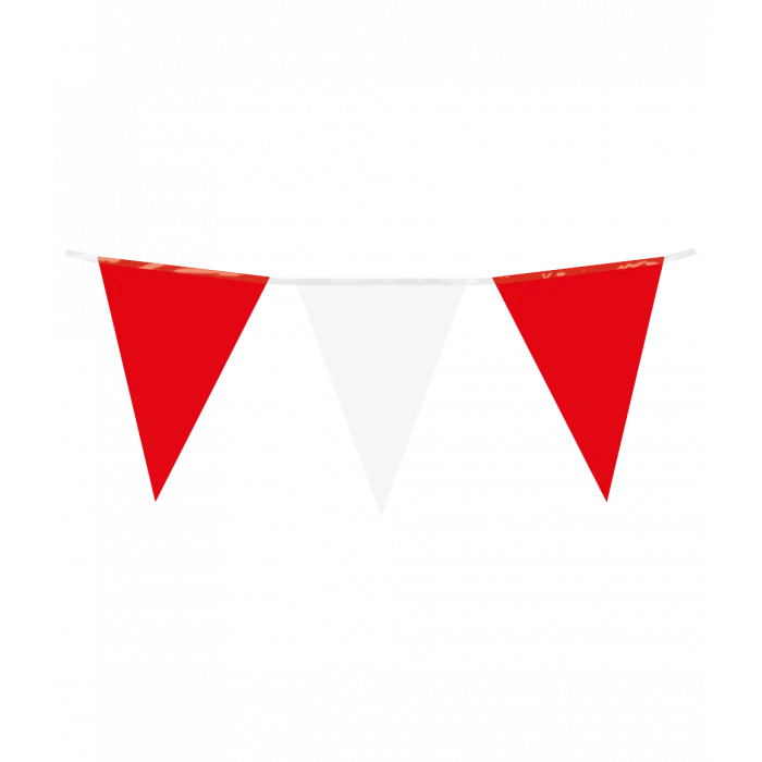 Vlaggenlijn / slinger - 10 meter - rood / wit vlaggetjes