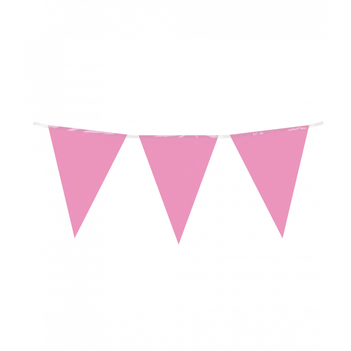 Vlaggenlijn / slinger - 10 meter - roze vlaggetjes