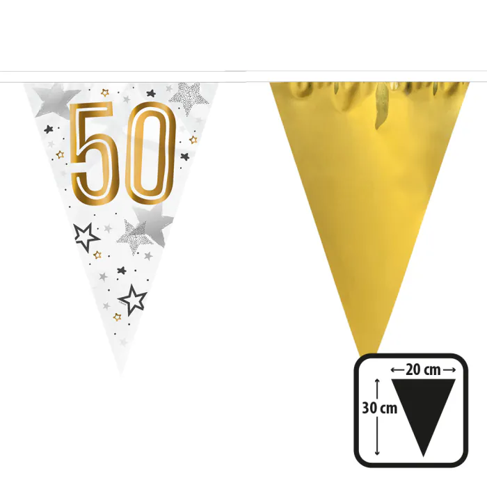 Vlaggenlijn Wit/Goud met Sterren '50'