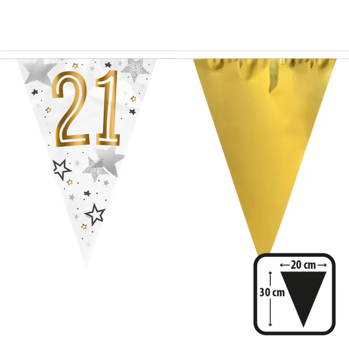 Vlaggenlijn Wit/Goud met Sterren '21'