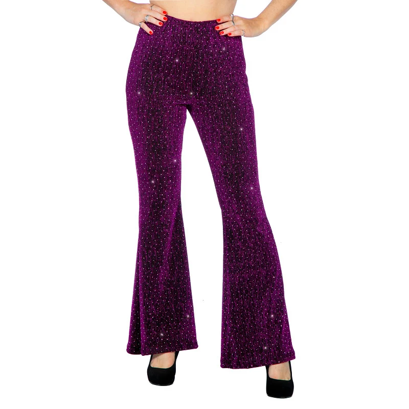 Party Glitter Broek Flared Fuchsia
