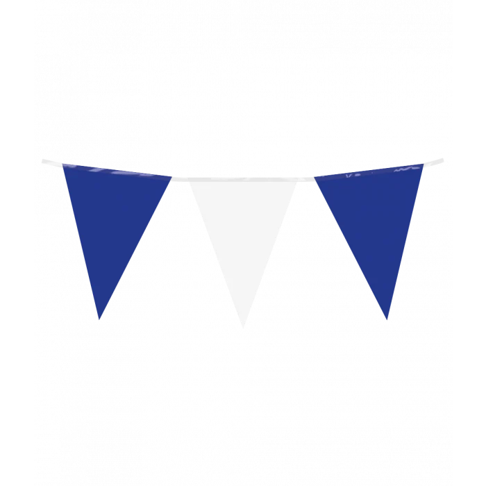 Vlaggenlijn / slinger - 10 meter - blauw / wit vlaggetjes