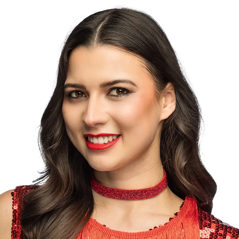 Choker Glitter Rood