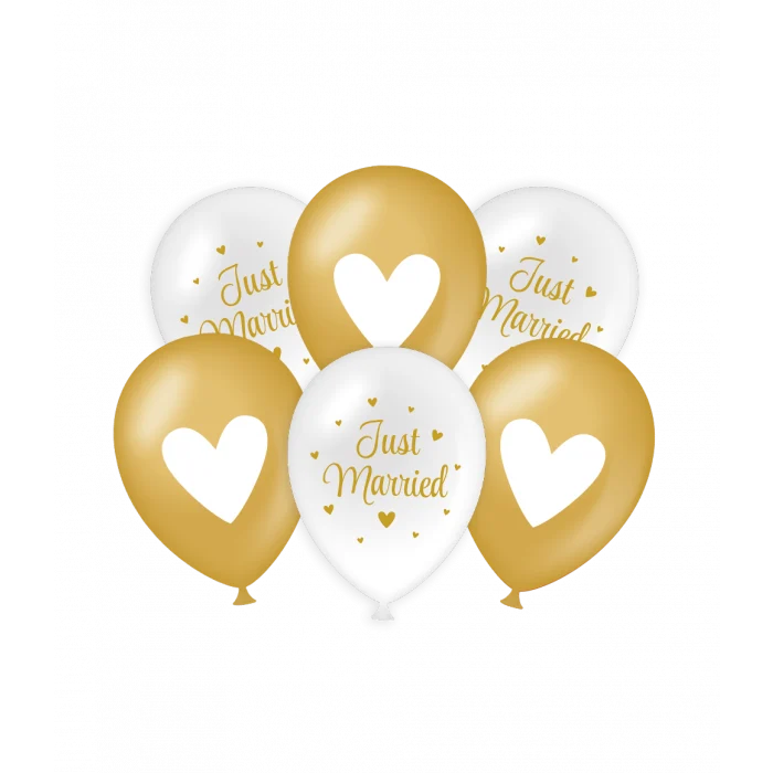 Just Married ballonnen - 6 stuks