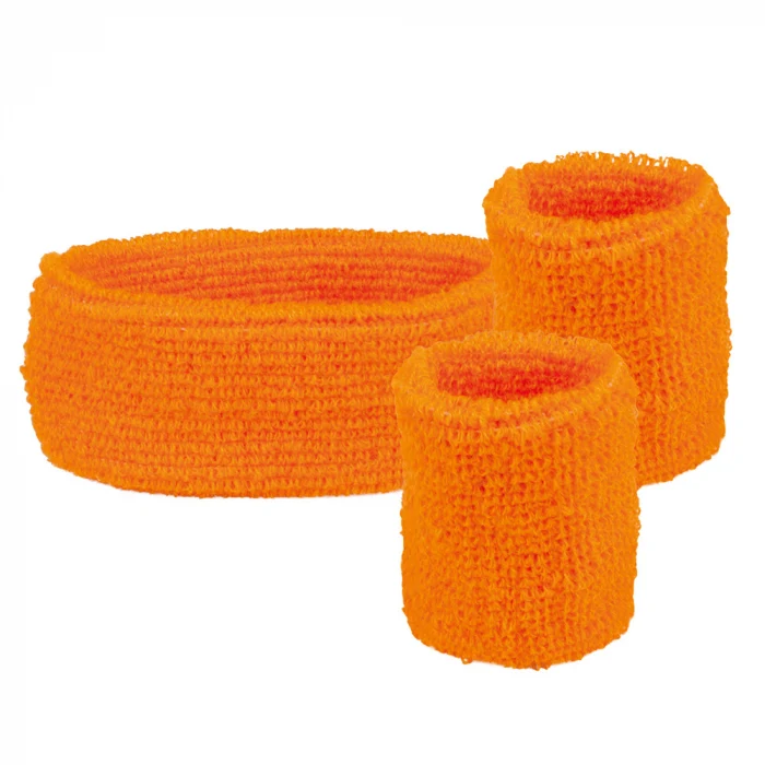 Zweetbandjes - set van 3 - neon oranje