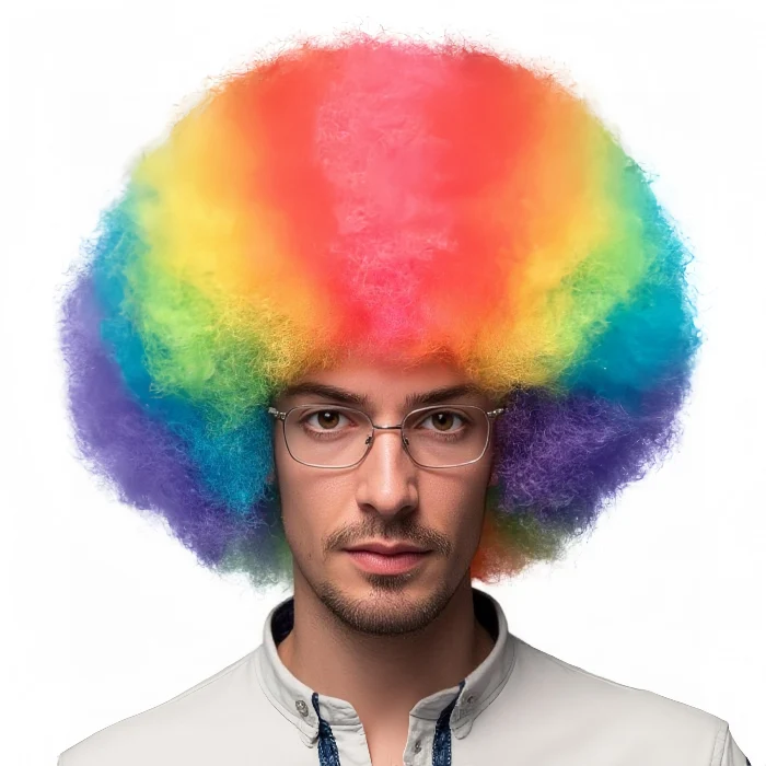 Pruik clown regenboog