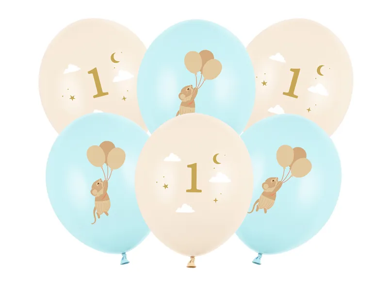 Ballonnen Muisje 1 jaar Licht Blauw (6st)