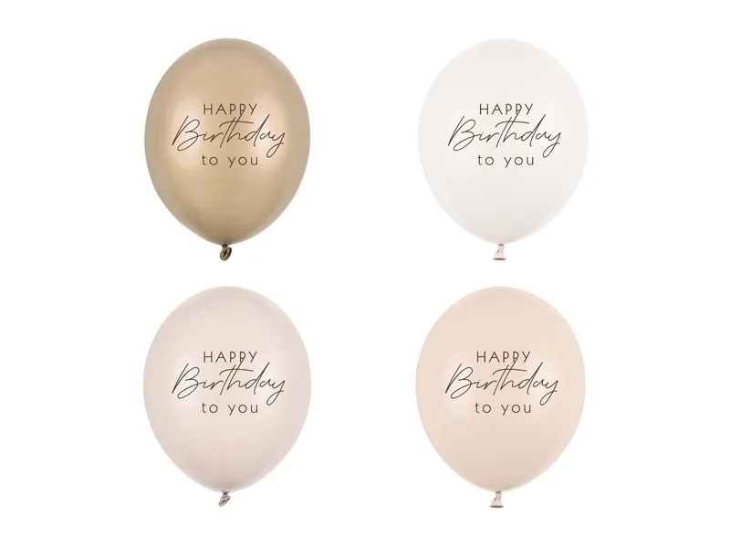 Ballonnen 'Happy Birthday to you' Beige Mix (50st)