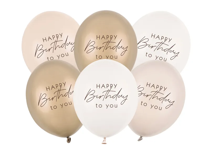 Ballonnen 'Happy Birthday to you' Beige Mix (6st)