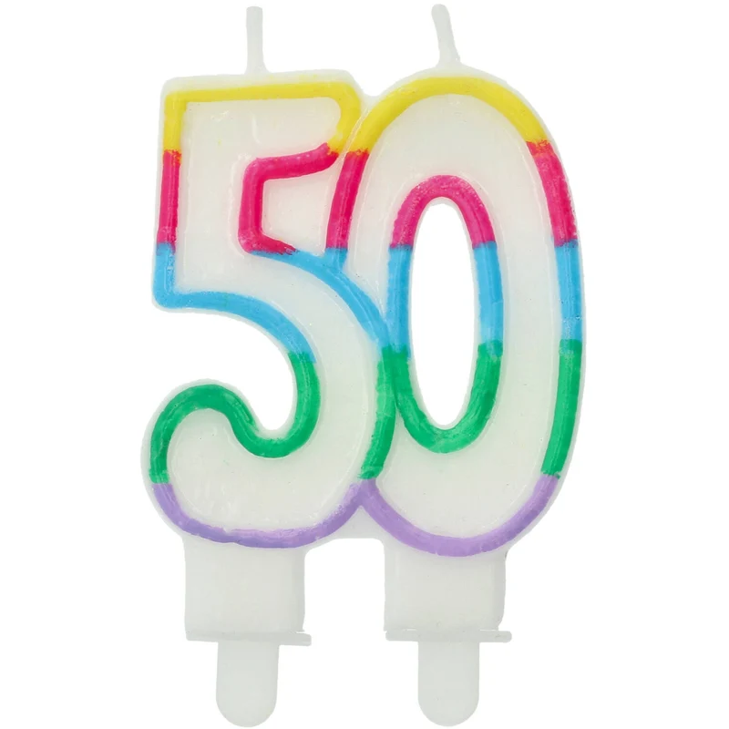 Taartkaars 50 jaar Multikleur