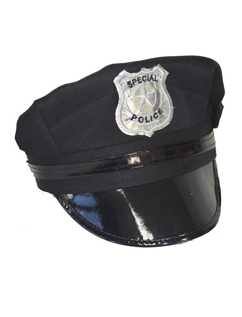 Politiepet zwart met embleem voor dames en heren