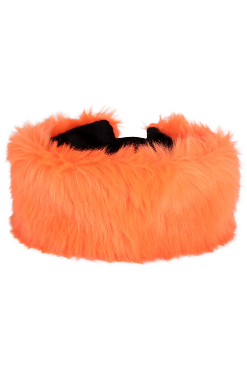 Oranje pluche hoofdband dames en heren