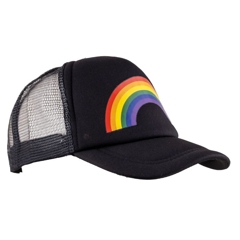 Pet regenboog print zwart truckerpet dames en heren