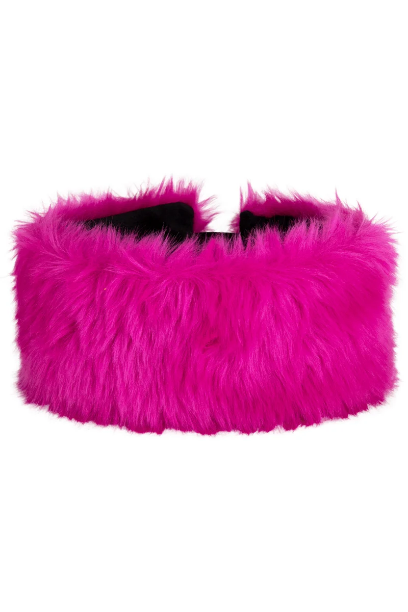 Hoofdband pluche purple met lange haren dames