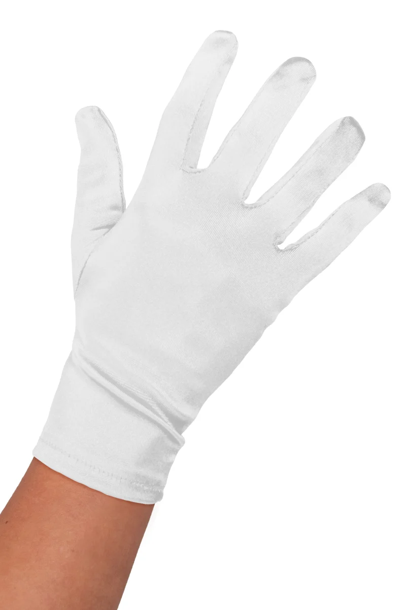 Satijnen handschoenen wit kort 20 cm