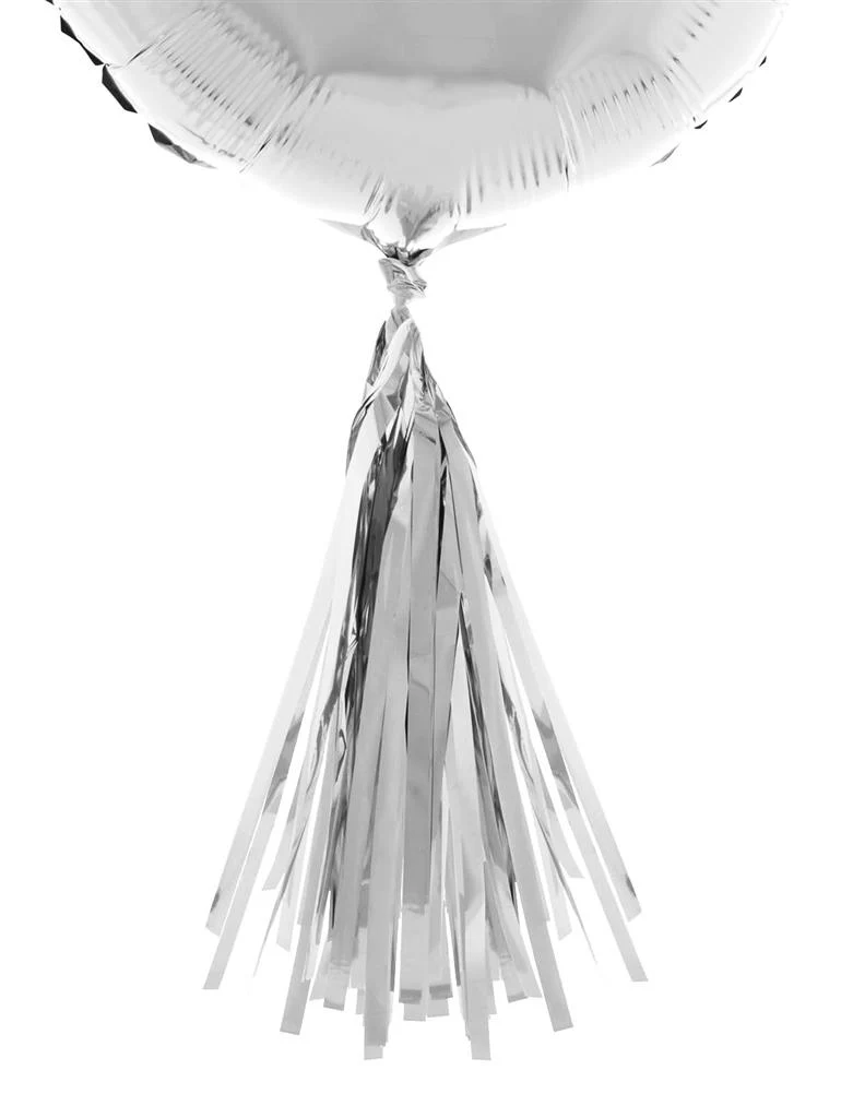 Ballonkwastjes zilver 35 cm, 5 stuks