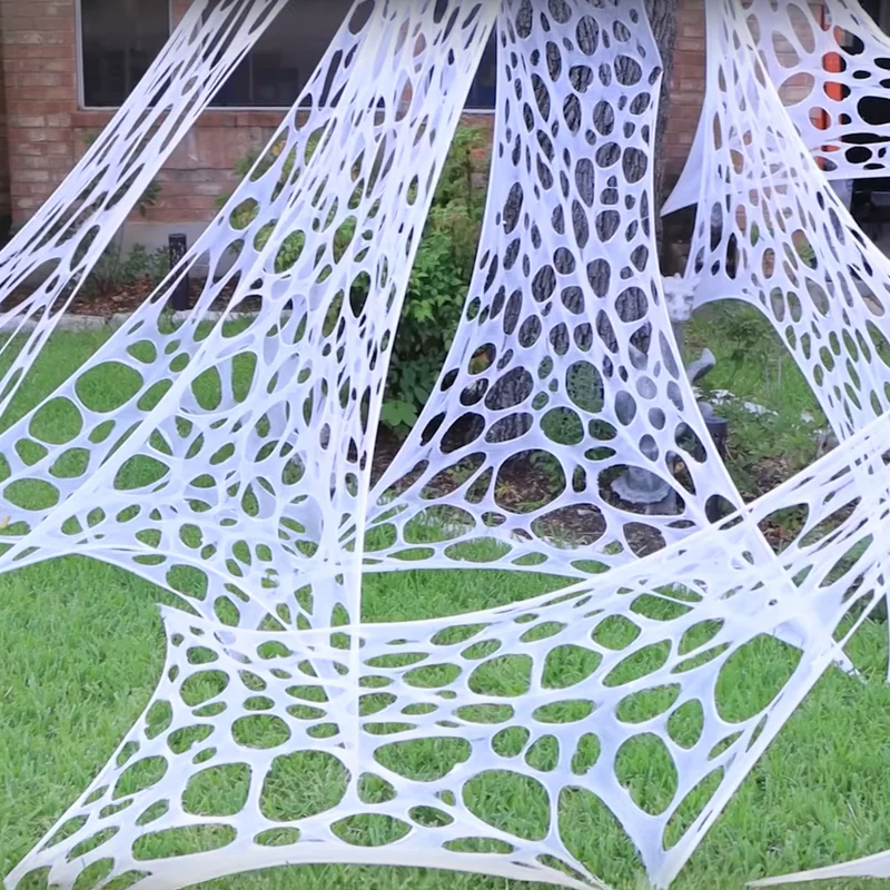 Spinnenweb met gaten wit 200 x 200 cm met spinnen