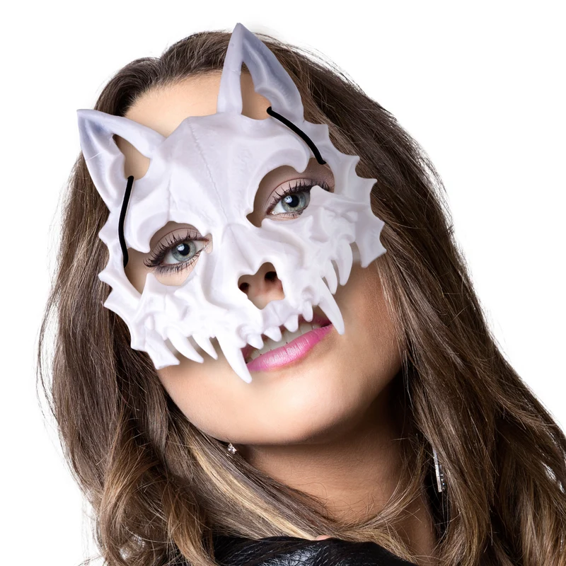 Masker dieren skelet wit met slagtanden en oren
