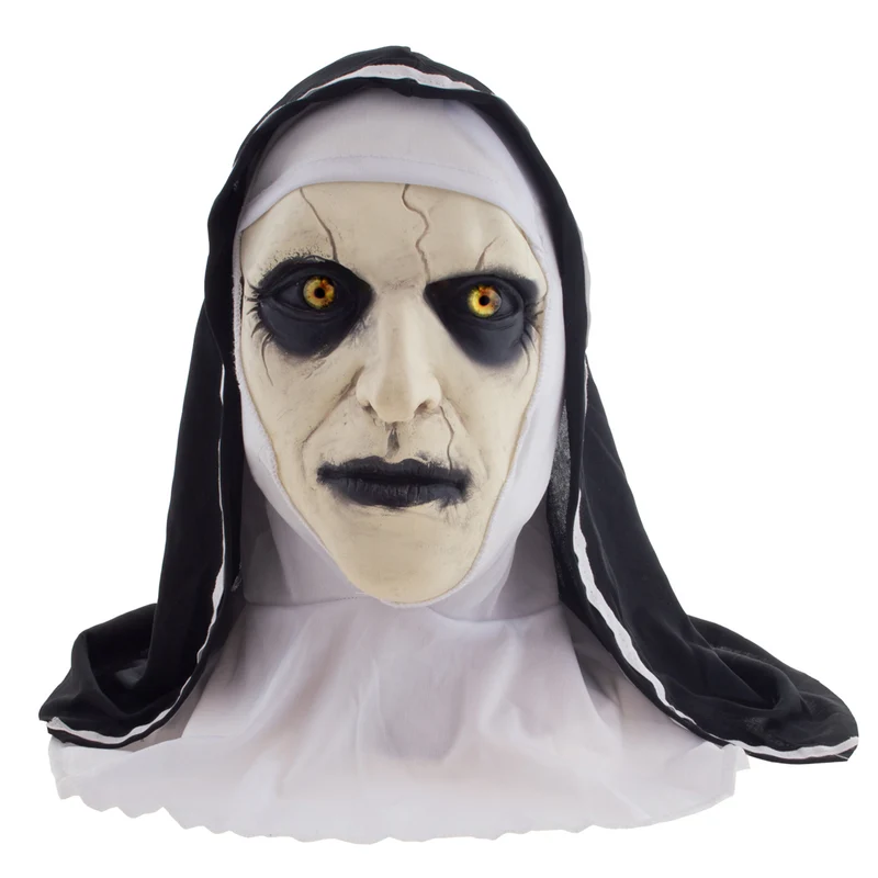 Horror nonnenmasker latex zwart wit volwassenen