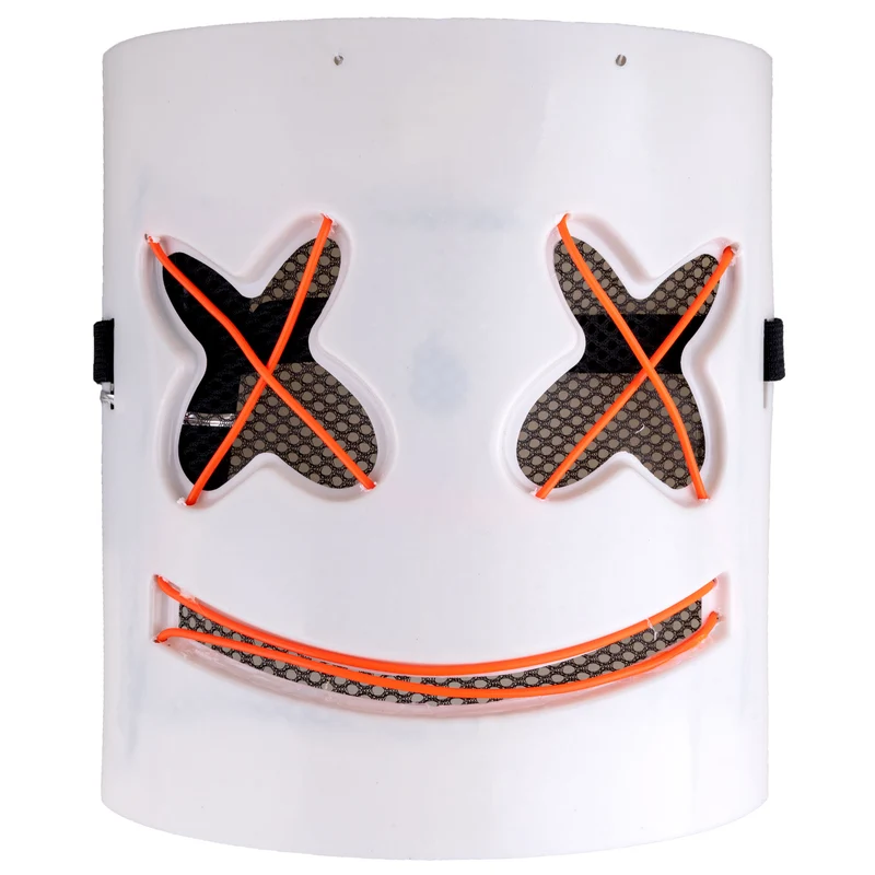 Smiley masker wit met oranje neon X-ogen unisex