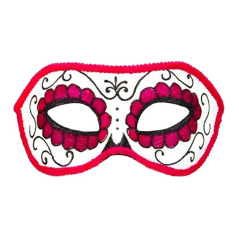 Oogmasker dia de los muertos wit met roze en rood, dames