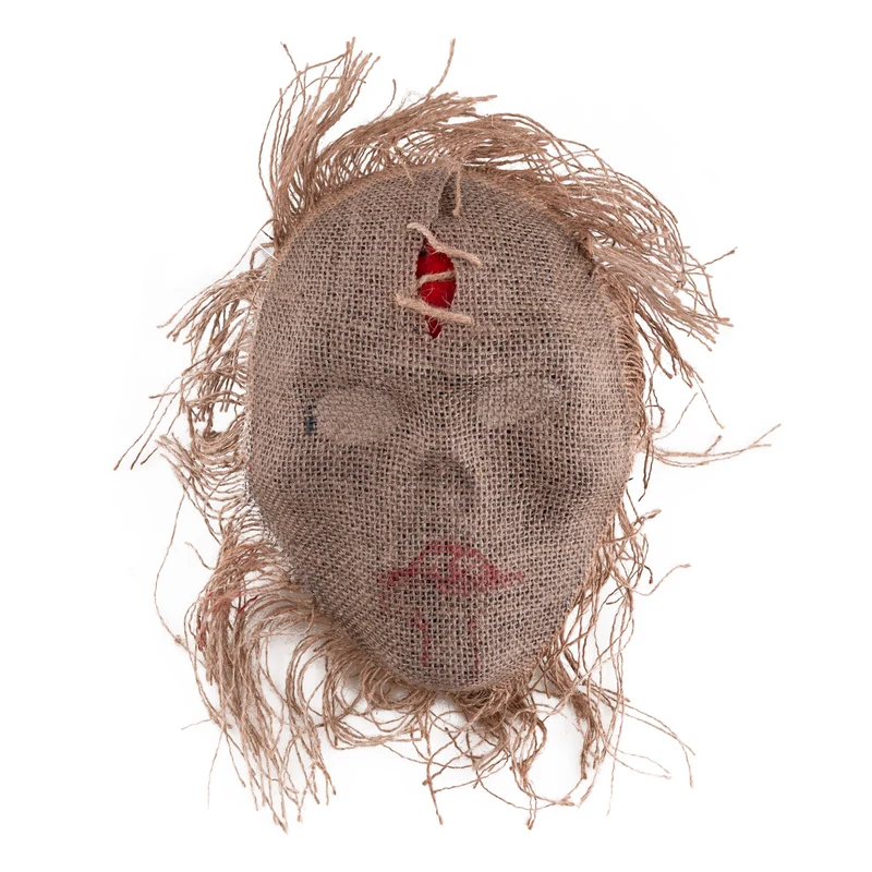 Masker doodskop jute bruin met dichtgenaaid oog
