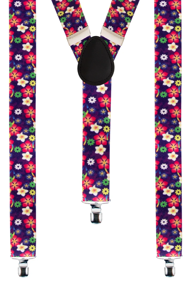 Bretels met bloemenprint paars hippielook dames en heren