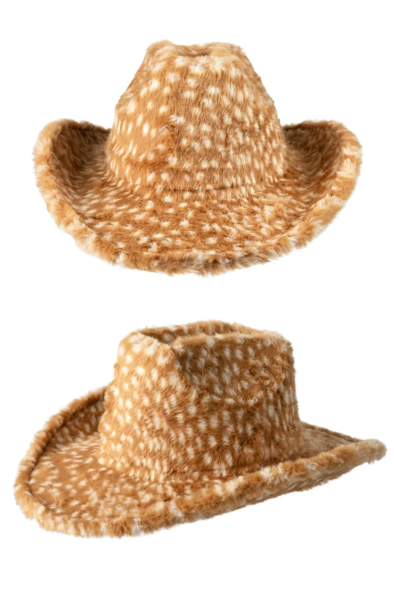 Cowboyhoed bontlook met hertenprint bruin wit
