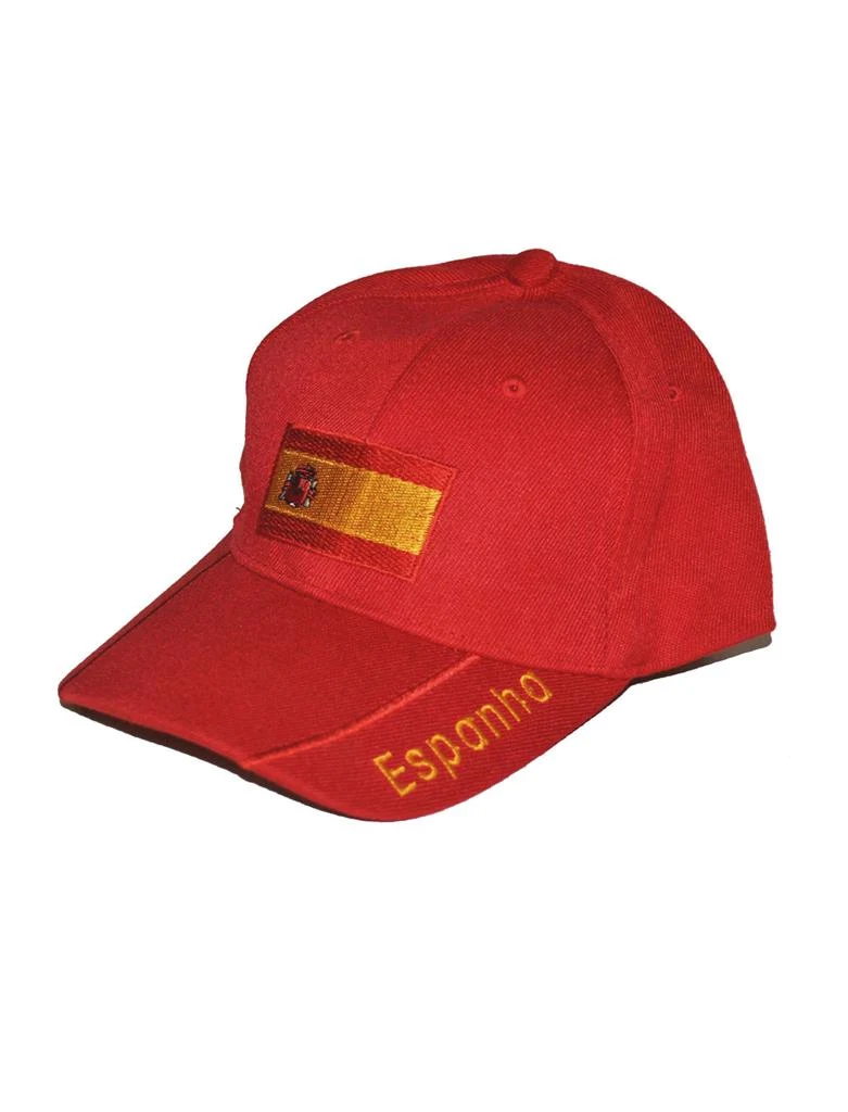 Baseballpet Spanje rood met vlagembleem en opdruk