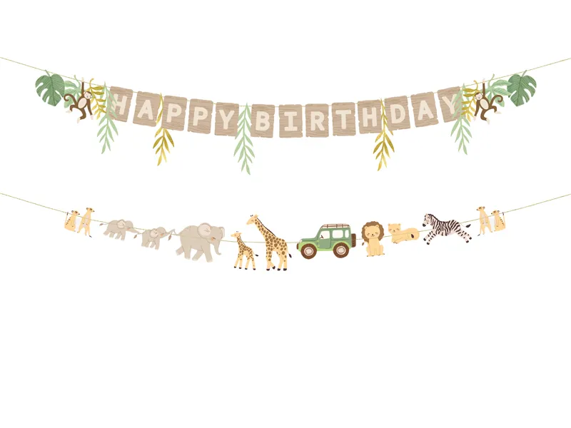 Banner 'Happy birthday' Safari (180cm)