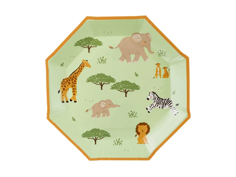 Bordjes Safari Groen-Oranje met Print (6st)