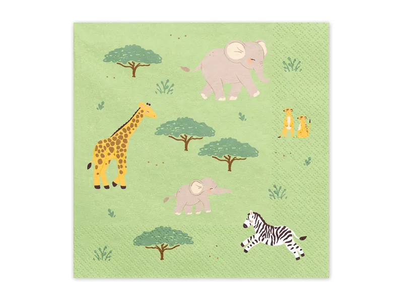Servetten Safari Groen Oranje met Print (12st)