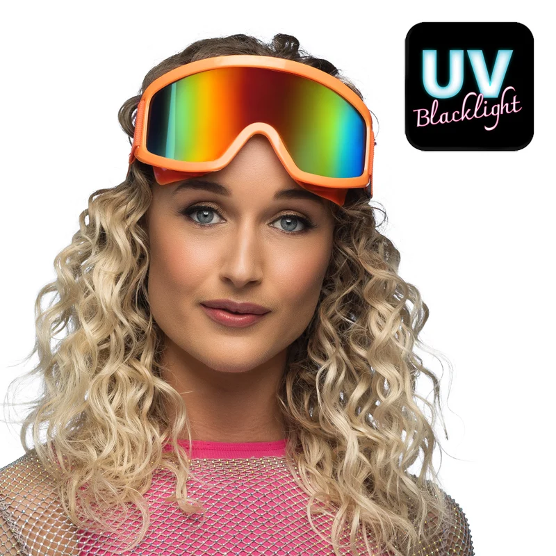 Skibril Party - neon oranje
