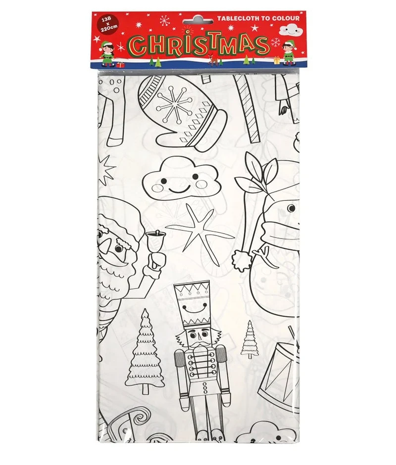 Kerst tafelkleed inkleurbaar - 220 x 138 cm