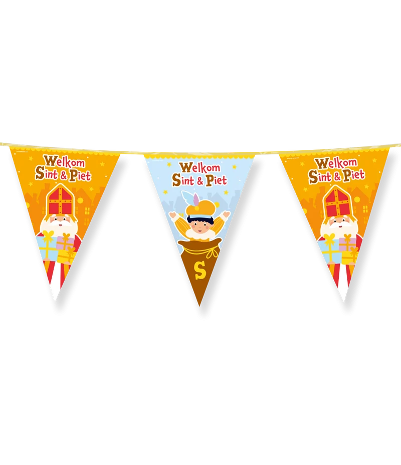 Sinterklaas versiering | Vlaggenlijn / slinger - 10 meter vlaggetjes