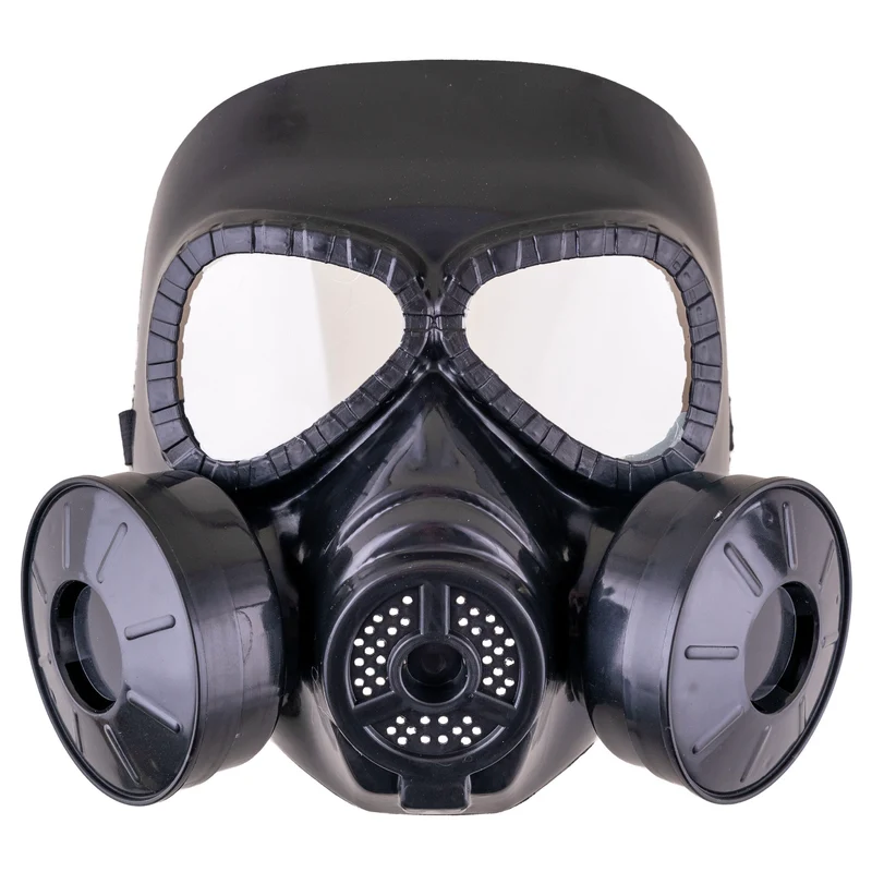 Gasmasker zwart pvc met filterbussen volwassenen