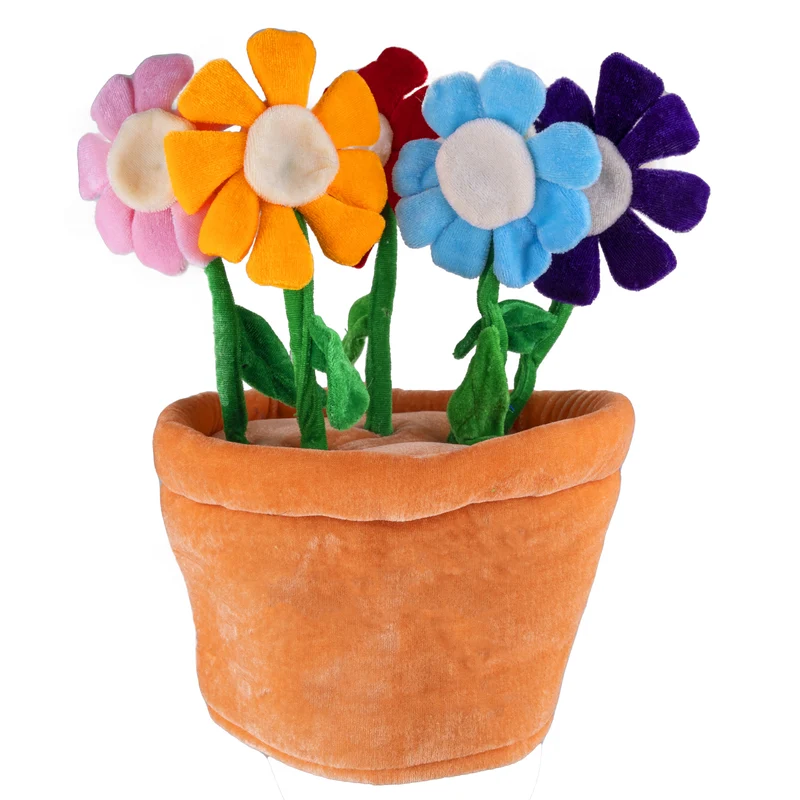 Hoed bloempot met bloemen oranje multicolor dames en heren
