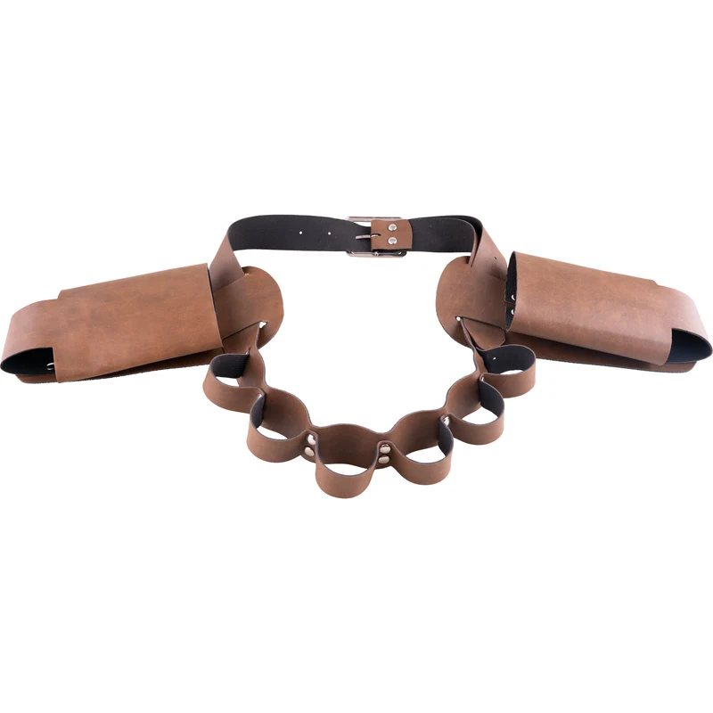 Flessen holster met 6 glaasjes en 2 flessenhouders bruin
