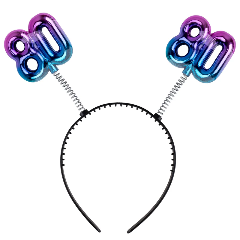 Diadeem 80 jaar regenboog met metallic cijfers op spiraal