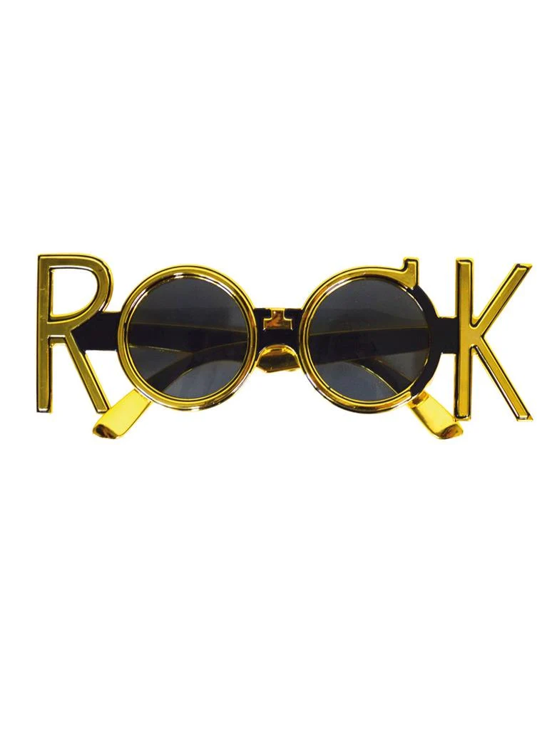 Bril rock goud met ROCK-letters dames en heren