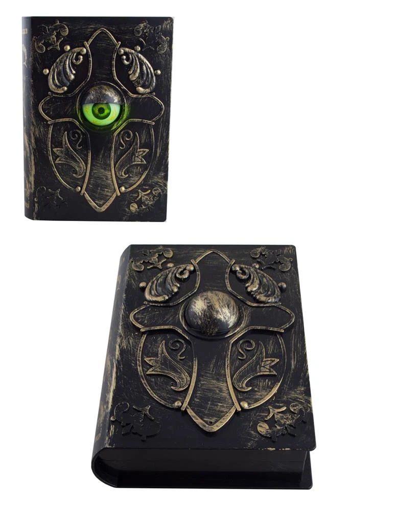 Boek met boze oog zwart met goud 22 cm Halloween decoratie