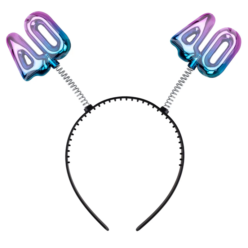 Diadeem 40 jaar regenboog met ballonvormige cijfers