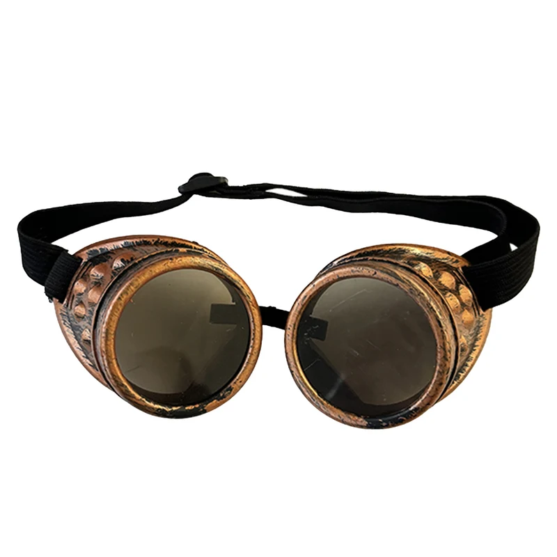 Bril steampunk koperkleurig met ronde donkere glazen