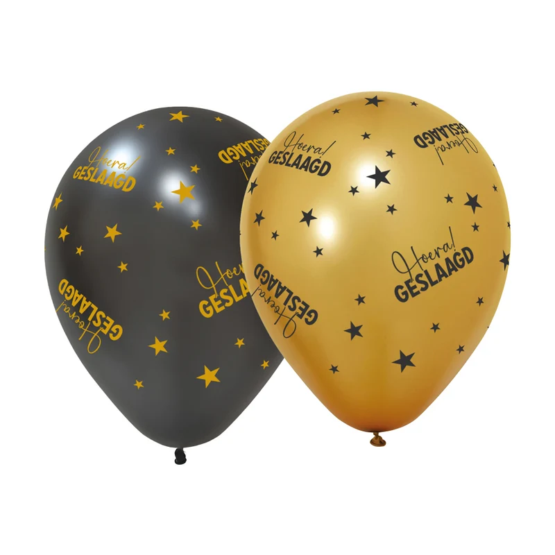 Ballonnen 'Hoera Geslaagd' Metallic Goud (6st)