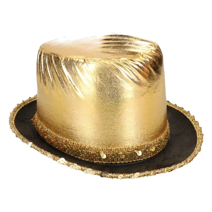 Hoed hoog metallic goud