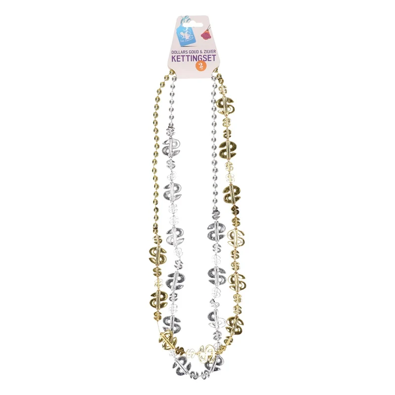 Ketting dollar goud en zilver 2st